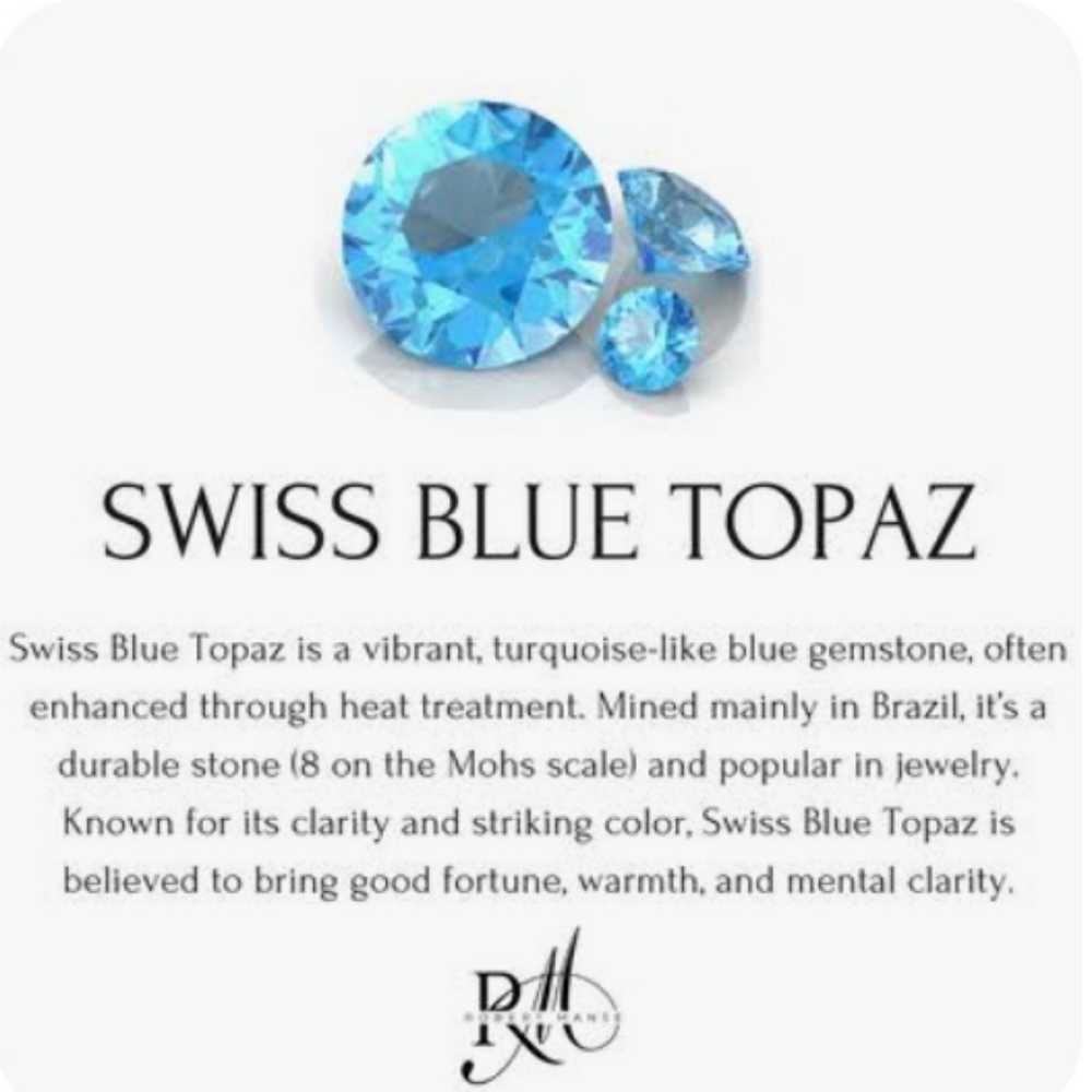 Swiss Blue Topaz Gemstone 925 Sterling Silver Handmade Bracelet - Picture 2 of 2